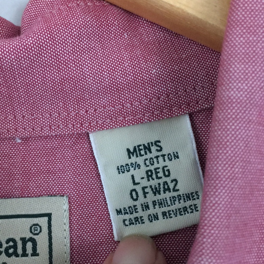 L.L. Bean Men’s Long Sleeve Button Down Dress Shirt Size Large Mauve Dusty Rose - Picture 6 of 7